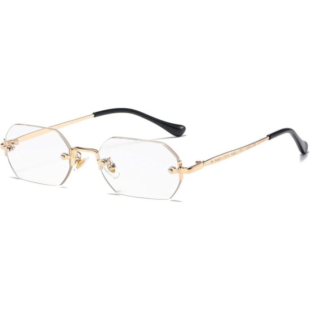 Retro Rimless Sunglasses Women Men Hexagonal Frame Vintage Fashion